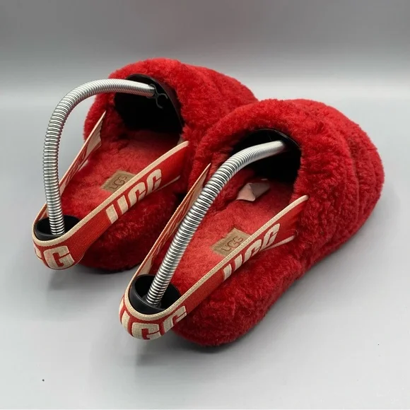UGG Women's Red Fluffy Slippers - Picture 2 of 4